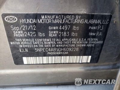 Zdjęcie 12 z 12 samochodu: 2013 HYUNDAI SONATA LIMITED 2.0T VIN:5NPEC4AB9DH609228 - miniatura