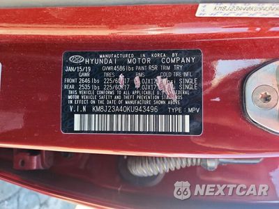 Zdjęcie 12 z 12 samochodu: 2019 HYUNDAI TUCSON SE VIN:KM8J23A40KU943496 - miniatura