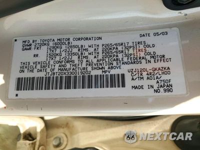 Zdjęcie 14 z 14 samochodu: 2003 LEXUS GX 470 VIN:JTJBT20X330019202 - miniatura