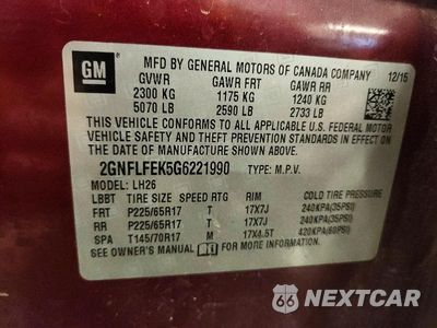 Zdjęcie 13 z 13 samochodu: 2016 CHEVROLET EQUINOX LT VIN:2GNFLFEK5G6221990 - miniatura