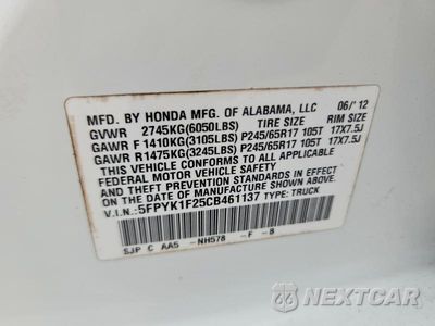 Zdjęcie 12 z 12 samochodu: 2012 HONDA RIDGELINE RT VIN:5FPYK1F25CB461137 - miniatura
