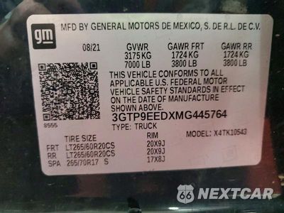 Zdjęcie 12 z 12 samochodu: 2021 GMC SIERRA K1500 AT4 VIN:3GTP9EEDXMG445764 - miniatura