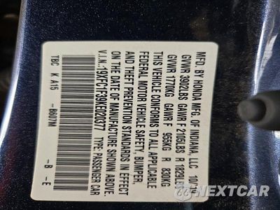 Zdjęcie 12 z 12 samochodu: 2019 HONDA CIVIC EX VIN:19XFC1F39KE020377 - miniatura