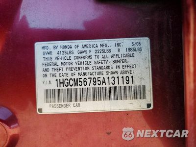 Zdjęcie 12 z 12 samochodu: 2005 HONDA ACCORD EX VIN:1HGCM56795A131191 - miniatura