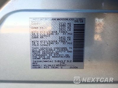 Zdjęcie 13 z 13 samochodu: 2019 NISSAN PATHFINDER SV VIN:5N1DR2MM5KC580732 - miniatura