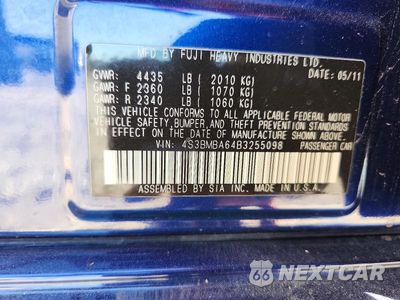 Zdjęcie 13 z 13 samochodu: 2011 SUBARU LEGACY 2.5I VIN:4S3BMBA64B3255098 - miniatura