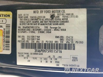Zdjęcie 12 z 12 samochodu: 2015 FORD FUSION SE VIN:3FA6P0H75FR115716 - miniatura