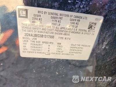 Zdjęcie 12 z 12 samochodu: 2011 CHEVROLET EQUINOX LS VIN:2GNALBEC6B1317998 - miniatura