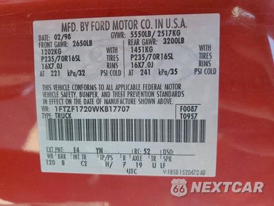 Zdjęcie 12 z 12 samochodu: 1998 FORD F150 VIN:1FTZF1720WKB17707 - miniatura