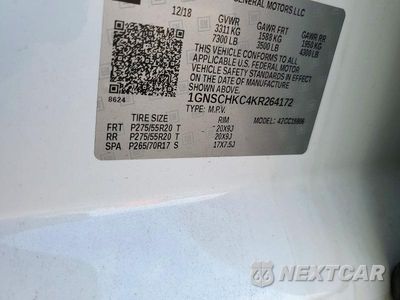 Zdjęcie 13 z 13 samochodu: 2019 CHEVROLET SUBURBAN C1500 LT VIN:1GNSCHKC4KR264172 - miniatura