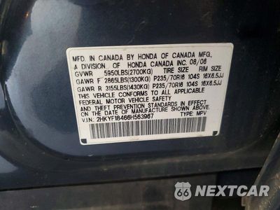Zdjęcie 13 z 13 samochodu: 2006 HONDA PILOT EX VIN:2HKYF18466H563967 - miniatura
