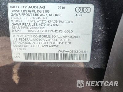 Zdjęcie 14 z 14 samochodu: 2019 AUDI E-TRON PRESTIGE VIN:WA1VAAGE9KB006391 - miniatura