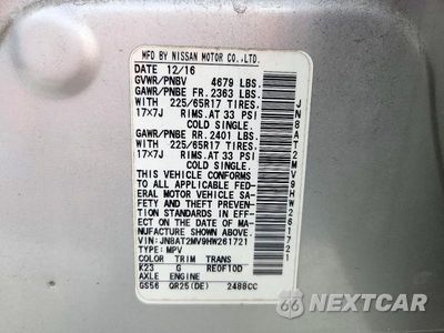 Zdjęcie 13 z 13 samochodu: 2017 NISSAN ROGUE S VIN:JN8AT2MV9HW261721 - miniatura