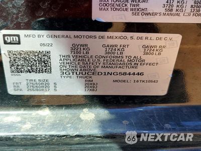 Zdjęcie 12 z 12 samochodu: 2022 GMC SIERRA K1500 ELEVATION VIN:3GTUUCED1NG584446 - miniatura