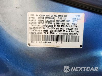 Zdjęcie 13 z 13 samochodu: 2006 HONDA ODYSSEY EXL VIN:5FNRL38776B120910 - miniatura