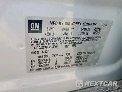 Zdjęcie 13 z 13 samochodu: 2020 CHEVROLET TRAX LS VIN:KL7CJKSB8LB310309 - miniatura