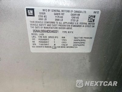 Zdjęcie 13 z 13 samochodu: 2012 CHEVROLET EQUINOX LT VIN:2GNALDEK4C6340221 - miniatura