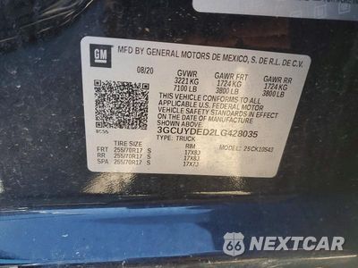 Zdjęcie 12 z 12 samochodu: 2020 CHEVROLET SILVERADO K1500 LT VIN:3GCUYDED2LG428035 - miniatura