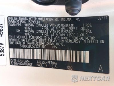 Zdjęcie 13 z 13 samochodu: 2011 TOYOTA SIENNA LIMITED 7-PASSENGER VIN:5TDDK3DC5BS021900 - miniatura