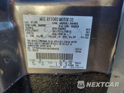 Zdjęcie 12 z 12 samochodu: 2005 FORD F150 VIN:1FTRF04W55KD00455 - miniatura