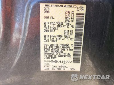 Zdjęcie 12 z 12 samochodu: 2009 NISSAN FRONTIER SE V6 VIN:1N6AD07U69C416922 - miniatura