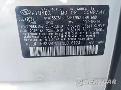 Zdjęcie 13 z 13 samochodu: 2022 HYUNDAI SANTA FE LIMITED VIN:KM8S5DA11NU018124 - miniatura