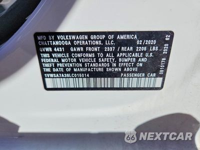 Zdjęcie 12 z 12 samochodu: 2020 VOLKSWAGEN PASSAT SE VIN:1VWSA7A38LC015014 - miniatura