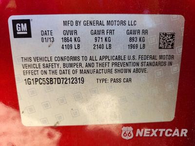 Zdjęcie 12 z 12 samochodu: 2013 CHEVROLET CRUZE LT VIN:1G1PC5SB7D7212319 - miniatura