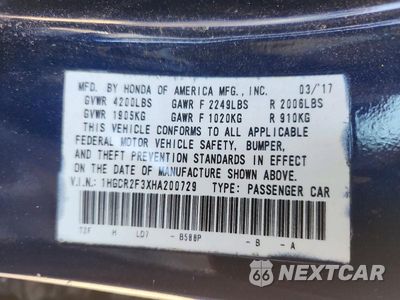 Zdjęcie 12 z 12 samochodu: 2017 HONDA ACCORD LX VIN:1HGCR2F3XHA200729 - miniatura