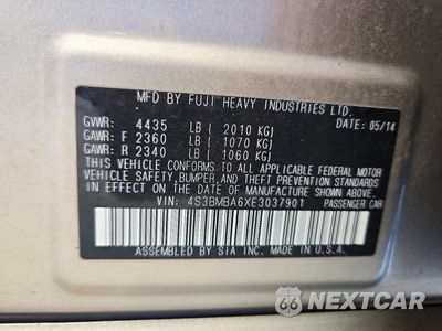 Zdjęcie 12 z 12 samochodu: 2014 SUBARU LEGACY 2.5I VIN:4S3BMBA6XE3037901 - miniatura