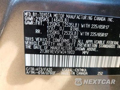 Zdjęcie 13 z 13 samochodu: 2015 TOYOTA RAV4 XLE VIN:2T3RFREV5FW341803 - miniatura
