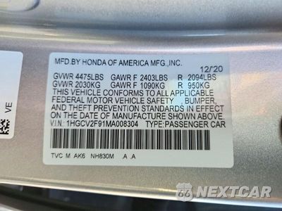 Zdjęcie 12 z 12 samochodu: 2021 HONDA ACCORD TOURING VIN:1HGCV2F91MA008304 - miniatura