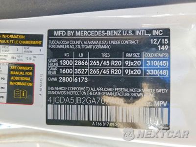 Zdjęcie 13 z 13 samochodu: 2016 MERCEDES-BENZ GLE 350 VIN:4JGDA5JB2GA707404 - miniatura
