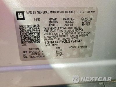 Zdjęcie 13 z 13 samochodu: 2020 CHEVROLET EQUINOX LT VIN:3GNAXUEV2LS734347 - miniatura