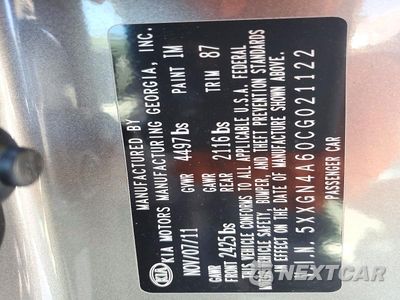 Zdjęcie 12 z 12 samochodu: 2012 KIA OPTIMA EX VIN:5XXGN4A60CG021122 - miniatura