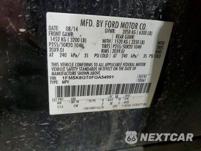 Zdjęcie 13 z 13 samochodu: 2015 FORD EXPLORER SPORT VIN:1FM5K8GT0FGA54991 - miniatura