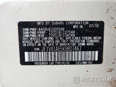 Zdjęcie 13 z 13 samochodu: 2019 SUBARU WRX VIN:JF1VA1A65K9807467 - miniatura