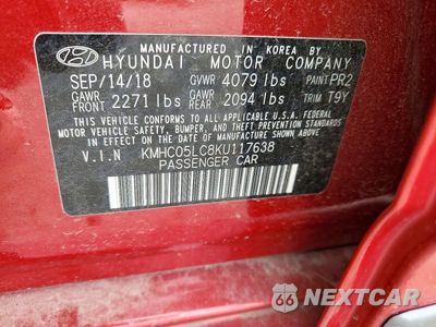 Zdjęcie 12 z 12 samochodu: 2019 HYUNDAI IONIQ LIMITED VIN:KMHC05LC8KU117638 - miniatura