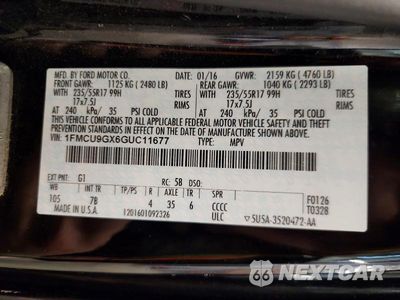 Zdjęcie 13 z 13 samochodu: 2016 FORD ESCAPE SE VIN:1FMCU9GX6GUC11677 - miniatura