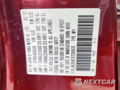 Zdjęcie 12 z 12 samochodu: 2007 HONDA CR-V EXL VIN:JHLRE48767C069076 - miniatura