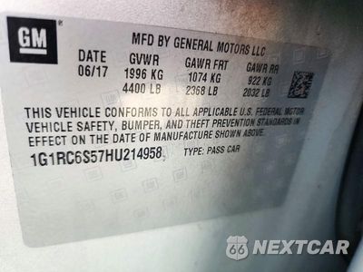 Zdjęcie 12 z 12 samochodu: 2017 CHEVROLET VOLT LT VIN:1G1RC6S57HU214958 - miniatura