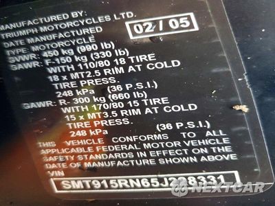 Zdjęcie 9 z 9 samochodu: 2005 TRIUMPH MOTORCYCLE SPEED MASTER VIN:SMT915RN65J228331 - miniatura