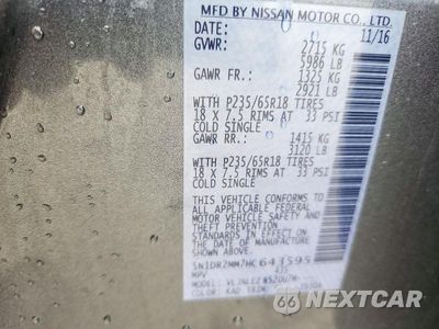 Zdjęcie 13 z 13 samochodu: 2017 NISSAN PATHFINDER SV VIN:5N1DR2MM7HC643595 - miniatura