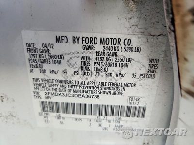 Zdjęcie 13 z 13 samochodu: 2013 FORD EDGE SEL VIN:2FMDK3JC3DBA36738 - miniatura