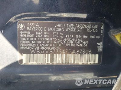 Zdjęcie 12 z 12 samochodu: 2007 BMW 335 I VIN:WBAVB73547PA87306 - miniatura