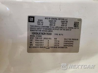 Zdjęcie 13 z 13 samochodu: 2012 CHEVROLET SUBURBAN K1500 LT VIN:1GNSKJE78CR176333 - miniatura