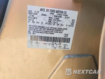 Zdjęcie 12 z 12 samochodu: 2007 FORD EDGE SEL PLUS VIN:2FMDK49C67BA72664 - miniatura