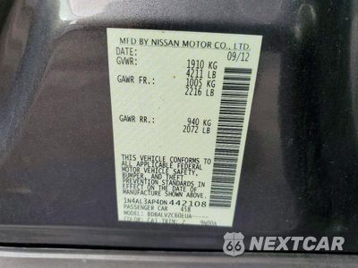 Zdjęcie 12 z 12 samochodu: 2013 NISSAN ALTIMA 2.5 VIN:1N4AL3AP4DN442108 - miniatura