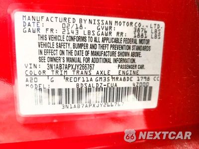 Zdjęcie 12 z 12 samochodu: 2018 NISSAN SENTRA SV VIN:3N1AB7APXJY266767 - miniatura
