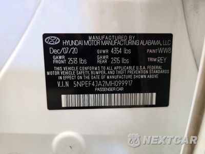 Zdjęcie 12 z 12 samochodu: 2021 HYUNDAI SONATA SEL VIN:5NPEF4JA2MH099917 - miniatura